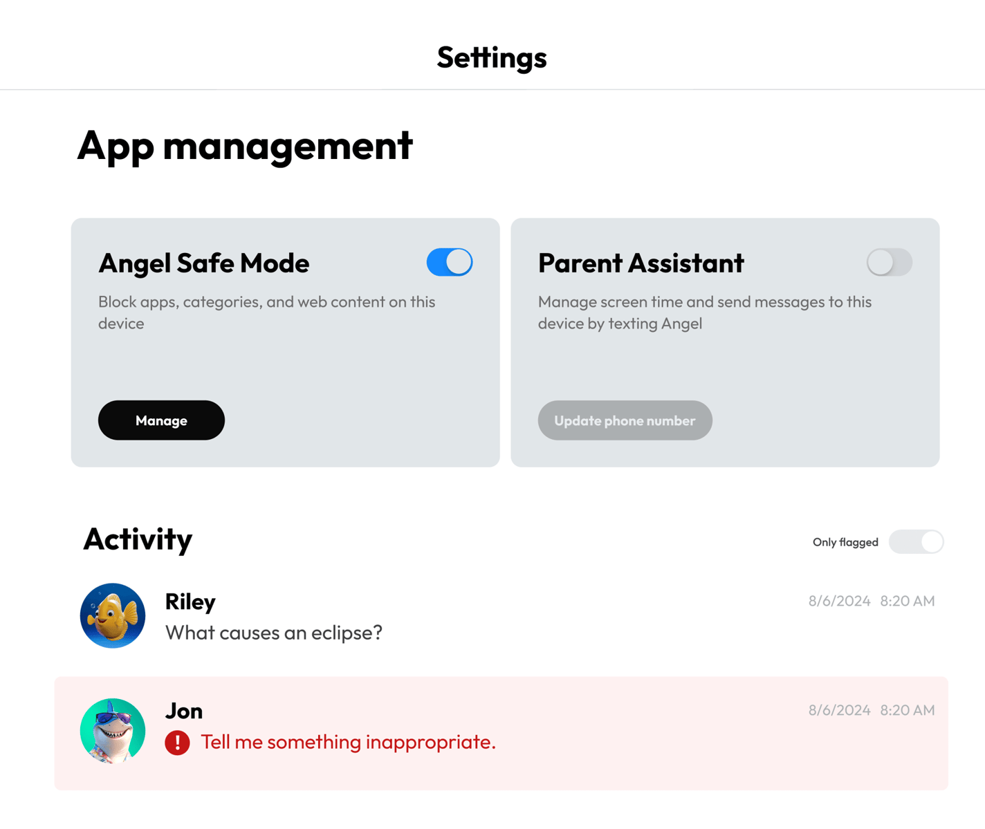 Peace of Mind in the AngelQ app